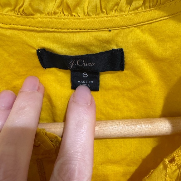 J.Crew gold Yellow Eyelet Ruffle Popover bib Blouse Top Shirt - Picture 5 of 10